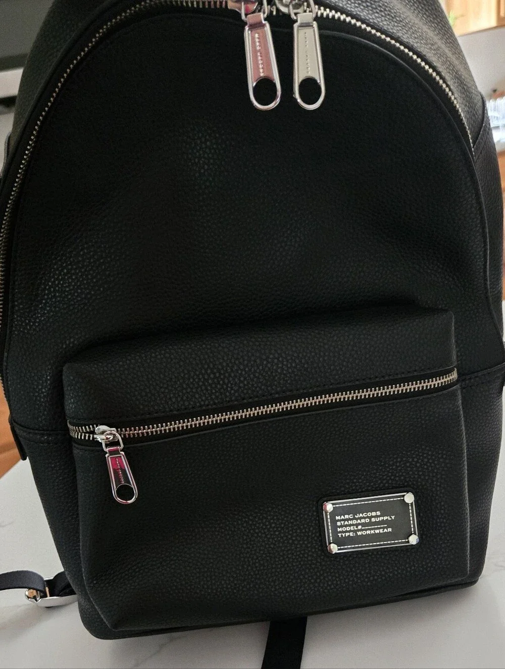 Marc Jacobs Black Pebbled Leather Workwear Backpack